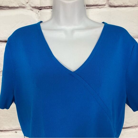 Cable & Guage SZ XL Summer Knit in Blue Black White Short Sleeves Color Blocking - Picture 5 of 12